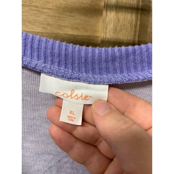 NWOT Colsie Lightweight Purple Hearts Sweater Juniors Size XL - Picture 3 of 4